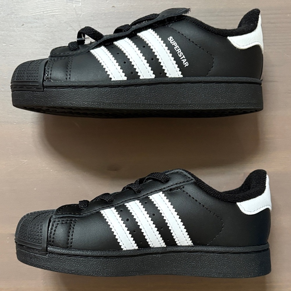 Adidas Superstar Black with White Stripes Size 9K